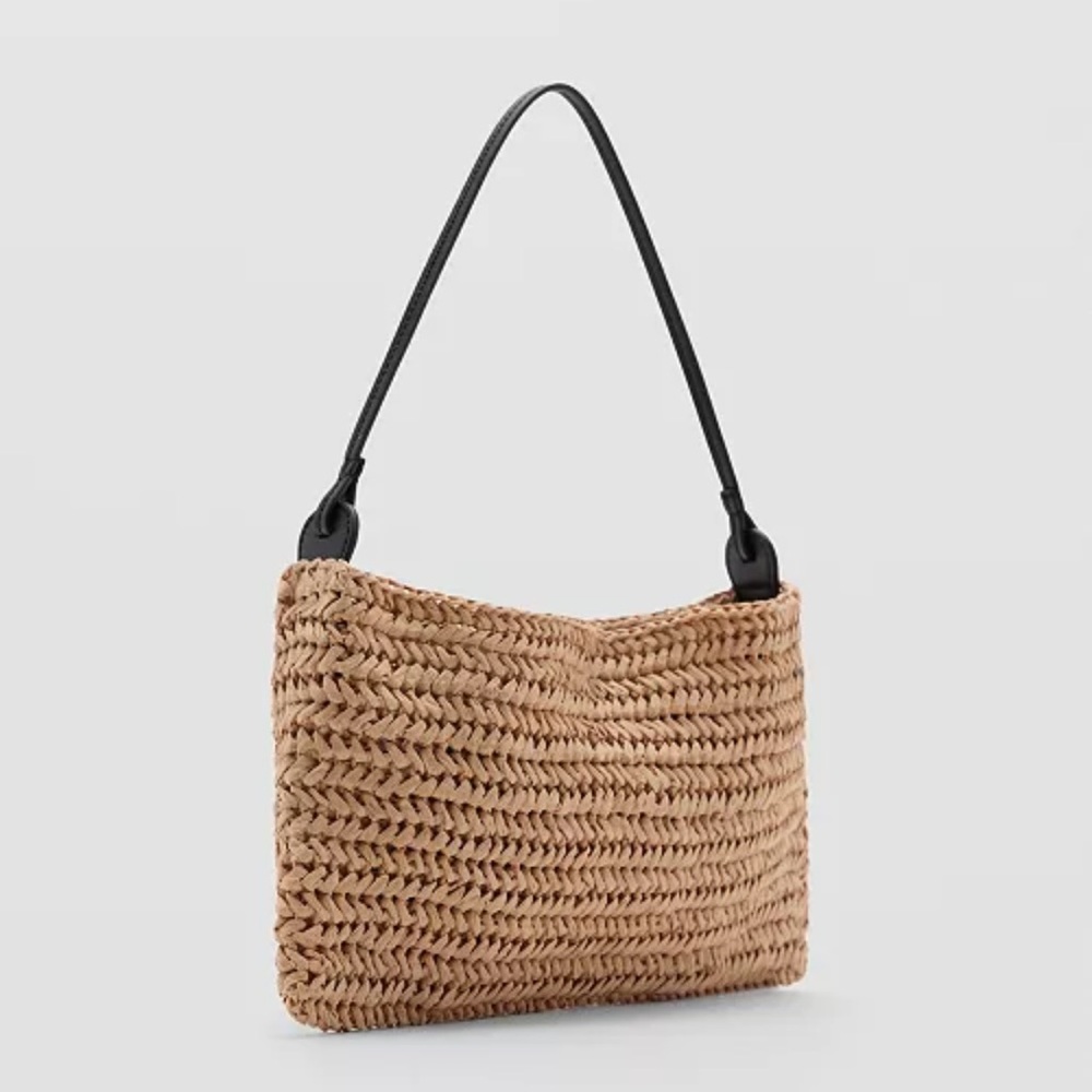 Mango Tan Woven Shoulder Bag